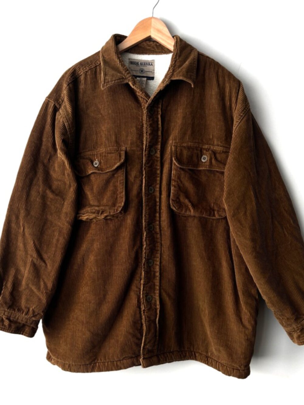 High Sierra Brown Corduroy Sherpa Jacket Mens XL 90s Skater Grunge Shacket Vtg
